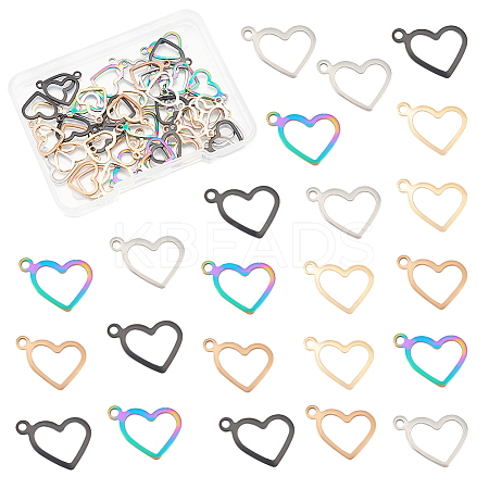 50Pcs 5 Style Ion Plating(IP) 304 Stainless Steel Open Pendants STAS-UN0053-79-1