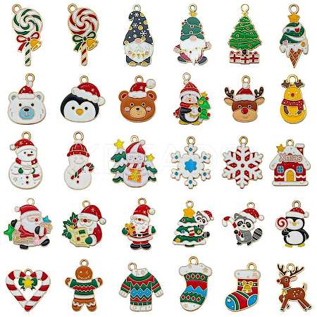 Christmas Alloy Enamel Pendants ENAM-G234-01G-1
