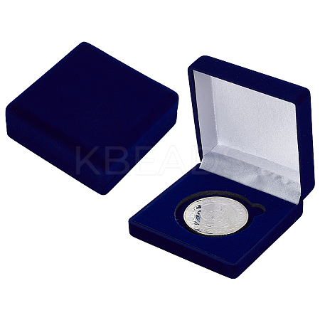 Square EVA Covered with Velveteen Commemorative Coin Storage Cases with Sponge Inside CON-WH0201-005B-1