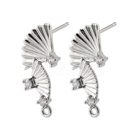 Brass Micro Pave Cubic Zirconia Stud Earring Findings LS-KK-K371-44P-1