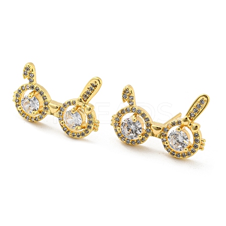 Brass Micro Pave Cubic Zirconia Stud Earrings EJEW-D090-01G-1