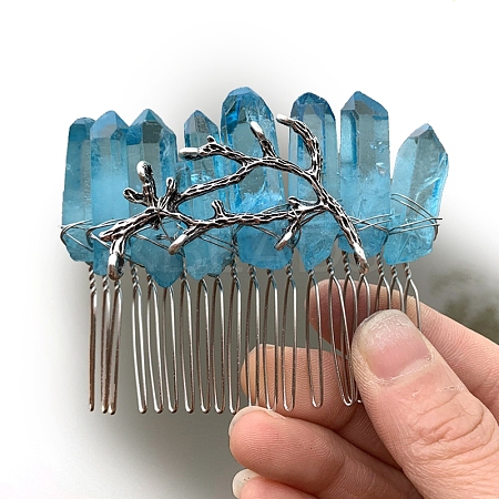 Natural Crystal Hair Combs PW-WGC6E88-12-1