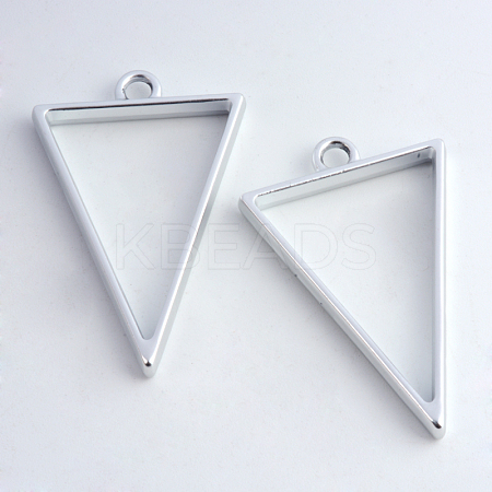 Rack Plating Alloy Triangle Open Back Bezel Pendants X-PALLOY-S047-09B-FF-1