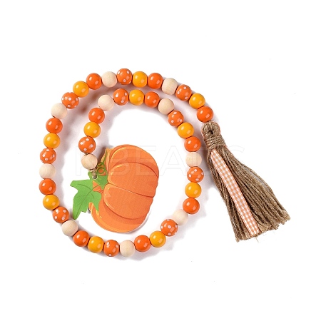 Thanksgiving Day Theme Wooden Beaded Pendant Decorations LS-HJEW-K036-01A-1