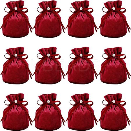 Velvet Jewelry Bags with Drawstring & Plastic Imitation Pearl TP-NB0001-20A-1