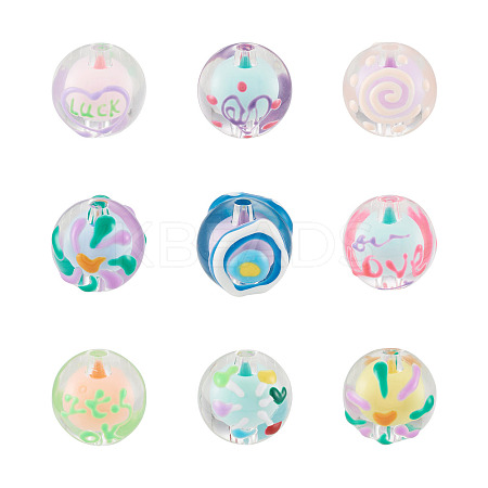 18Pcs 9 Colors Transparent Acrylic Enamel Beads TACR-TA0001-15-1