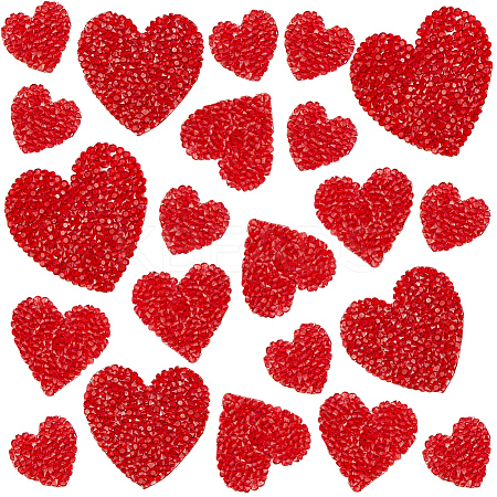 4 Styles Heart Hotfix Rhinestone Appliques PATC-CP0001-02B-1