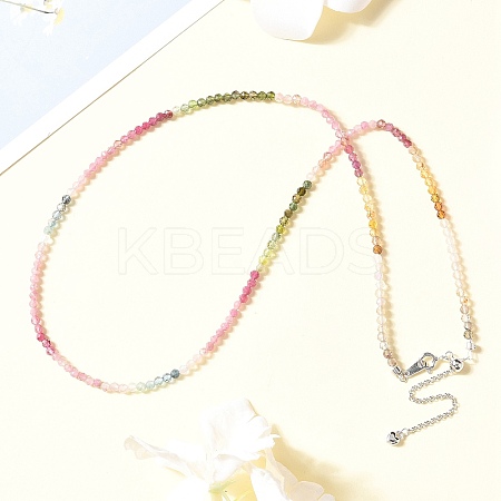 Natural Multicolor Tourmaline Faceted Rondelle Beaded Necklaces NJEW-Z066-01P-1