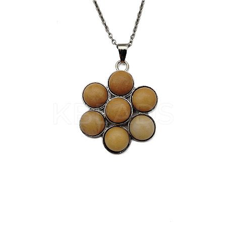 Natural Topaz Jade Flower Pendant Necklaces FO7861-2-1