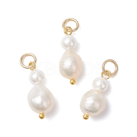 Natural Freshwater Pearl Potato & Shell Pearl Round Bead Pendants PALLOY-JF04714-02-1