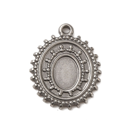 304 Stainless Steel Pendant Cabochon Settings STAS-G344-09P-1