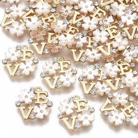 Brass Cubic Zirconia Charms KK-T055-014G-NF-1
