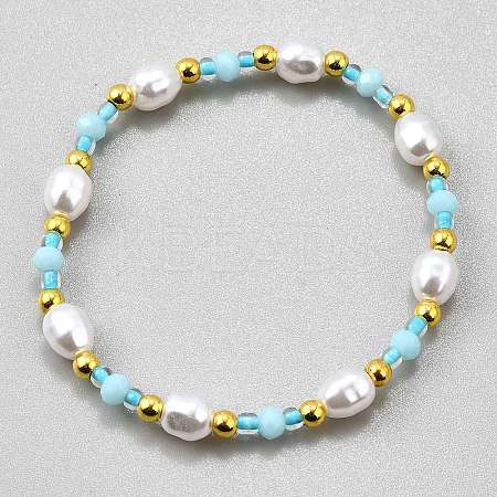 Plastic Pearl Beaded Stretch Bracelets for Women BJEW-WH0016-69C-1