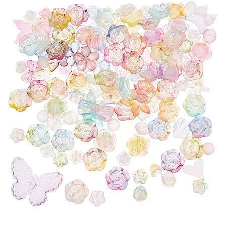 10Sets 200G Transparent Acrylic Frosted Beads FACR-HS0001-02C-1