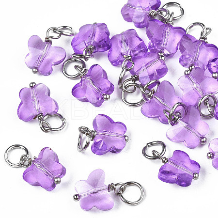 Faceted Transparent Glass Charms GLAA-T024-06B-1