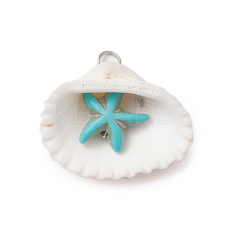 Summer Beach Natural Shell Pendants PALLOY-JF02649-02-1