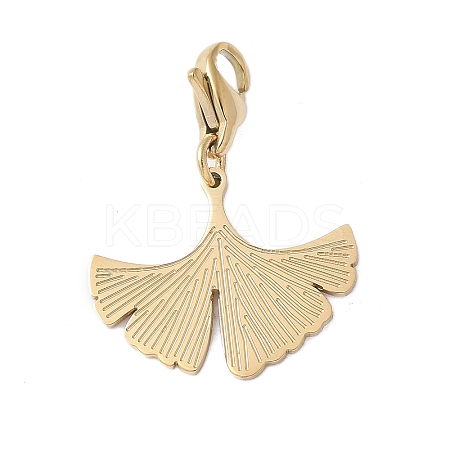 304 Stainless Steel Ginkgo Leaf Pendant Decoration STAS-S165-26G-1