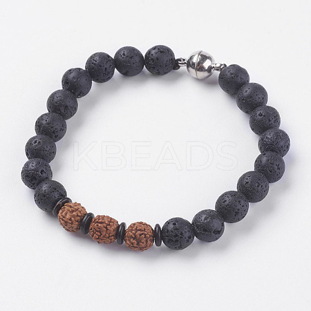 Natural Lava Rock Beads Stretch Bracelets BJEW-E326-12D-1