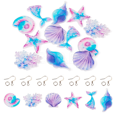 DIY Ocean Themed Acrylic & Stainless Steel Dangle Earring Jewelry Kits DIY-TA0010-53-1
