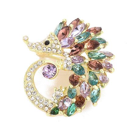 Rhinestone Hedgehog Badge LS-JEWB-E013-02G-03-1