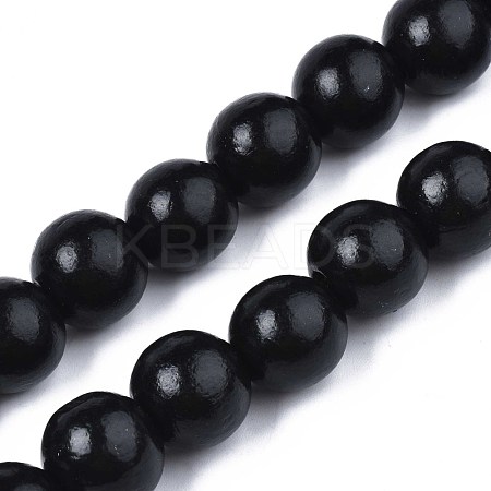 Spray Painted Natural Wood Beads Strands WOOD-S053-57A-1