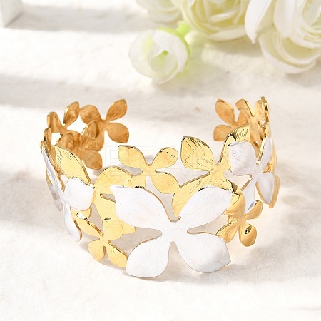 304 Stainless Steel Cuff Bangles for Women BJEW-F509-03D-G-1