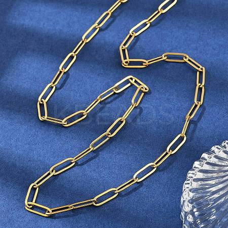 304 Stainless Steel Paperclip Chain Necklaces NJEW-H072-01G-1