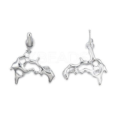 Brass Twist Dangle Stud Earrings for Women EJEW-N012-49P-1