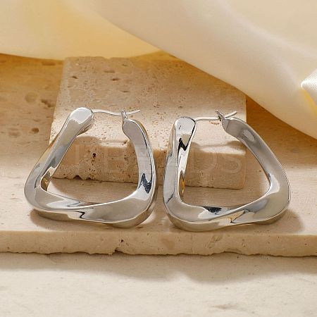 Chic Minimalist Elegant U-shaped Sparkling Brass Hoop Earrings Fashion Jewelry WP8553-2-1