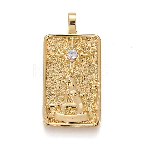 Brass Micro Pave Clear Cubic Zirconia Pendants X-ZIRC-Z004-01B-1
