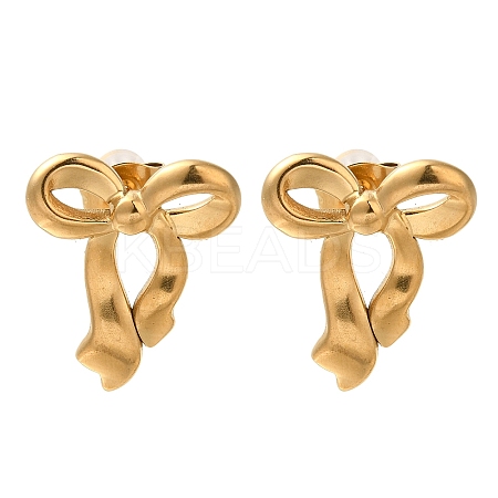 304 Stainless Steel Bowknot Stud Earrings EJEW-Z077-02G-1