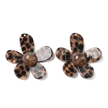Opaque Leopard Print Cellulose Acetate(Resin) Pendants LS-FIND-C088-02B-1
