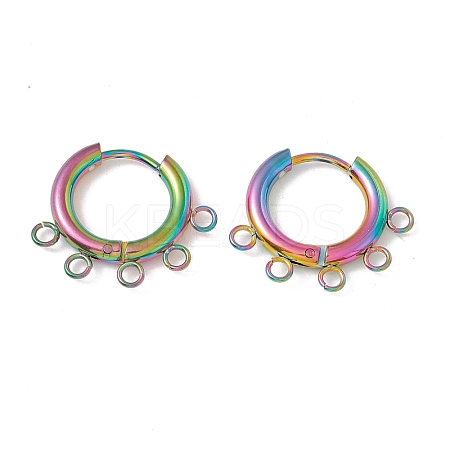 Rainbow Color Ion Plating(IP) 304 Stainless Steel Hoop Earring Findings STAS-D183-01M-1