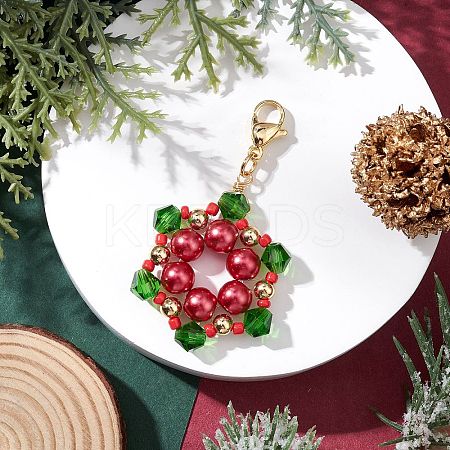 Christmas Themed Glass Snowflake Pendant Decoration HJEW-TA00362-1