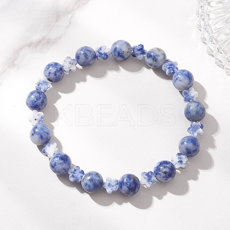 Natural Blue Spot Jasper Beads Bracelets BJEW-JB13233-1