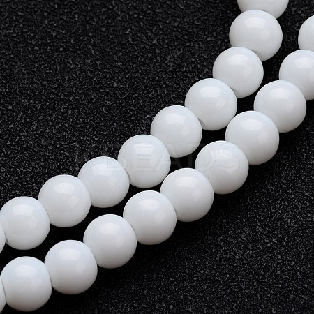 Opaque Color Glass Round Bead Strands X-GLAA-I026-4mm-02-1