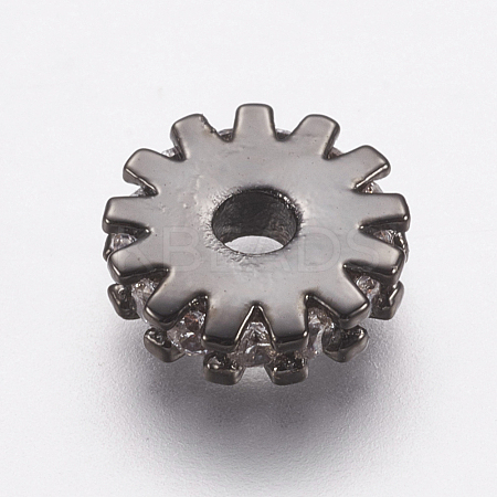 Brass Micro Pave Cubic Zirconia Bead Spacers ZIRC-E143-21B-1