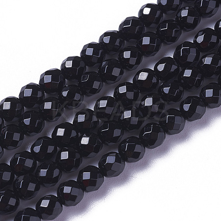 Natural Dyed & Heated Black Onyx Beads Strands G-F596-28-3mm-1