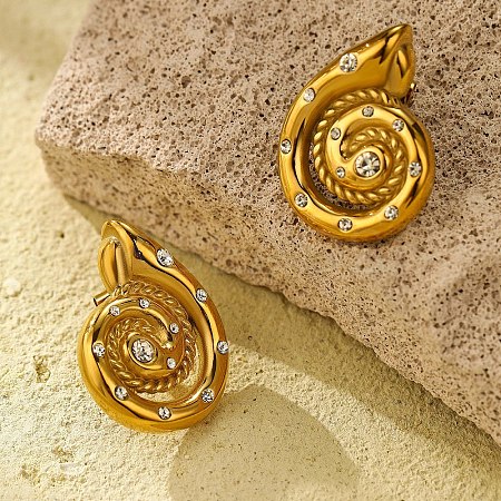 304 Stainless Steel Micro Pave Clear Cubic Zirconia Stud Earrings for Women EJEW-U023-12G-1