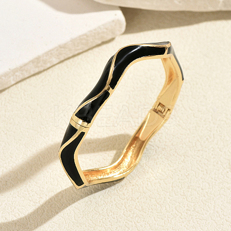 Zinc Alloy Enamel Irregular Wave Open Hinged Cuff Bangles for Women Daily Wear XR9977-4-1