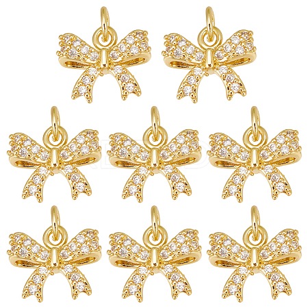 8Pcs Rack Plating Brass Micro Pave Clear Cubic Zirconia Pendants FIND-HY0003-74-1