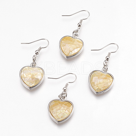 Natural Yellow Shell Dangle Earrings EJEW-F162-D02-1
