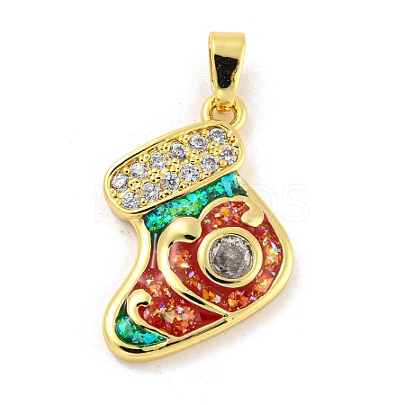 Christmas Brass Micro Pave Cubic Zirconia Pendants KK-H468-02D-03G-1