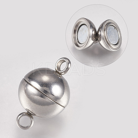 Tarnish Resistant 304 Stainless Steel Magnetic Clasps with Loops LS-STAS-G173-05P-10mm-1