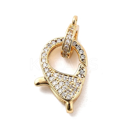 Brass Clear Cubic Zirconia Lobster Claw Clasps KK-Z078-50G-1