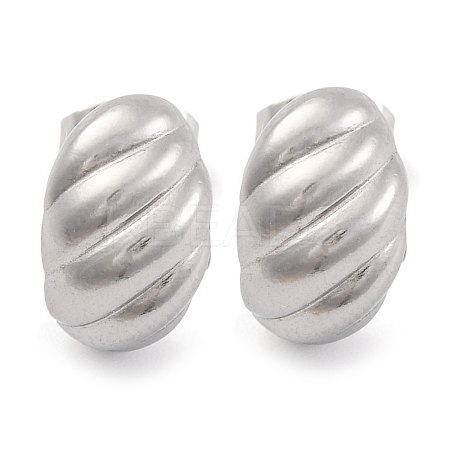 Non-Tarnish Oval 304 Stainless Steel Stud Earrings EJEW-H013-13P-1