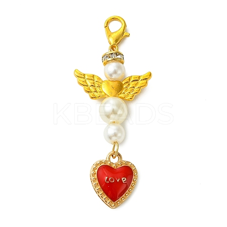 Angel ABS Plastic Imitation Pearl Pendant Decorations HJEW-JM02859-02-1