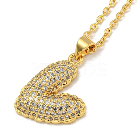 Brass Micro Pave Clear Cubic Zirconia Peach Heart Pendant Necklaces for Women LS-NJEW-Q346-02G-02-1
