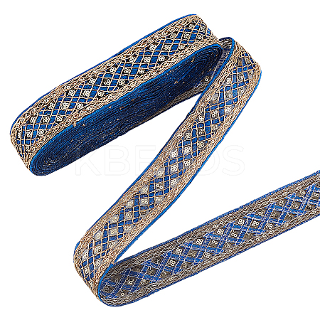 Rhombus Pattern Polyester Ribbon with Paillette OCOR-WH0047-49B-1