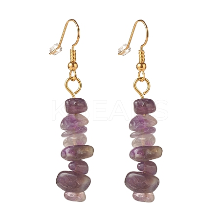 Natural Amethyst Chip Beaded Dangle Earrings EJEW-JE04788-05-1